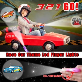 72 PCS Monster Truck Party Favors – 48 PCS Temporary Tattoos & 24 PCS LED Finger Lights Combo – Birthday Goodie Bag Fillers, Light Up Toys, Party Supplies for Kids