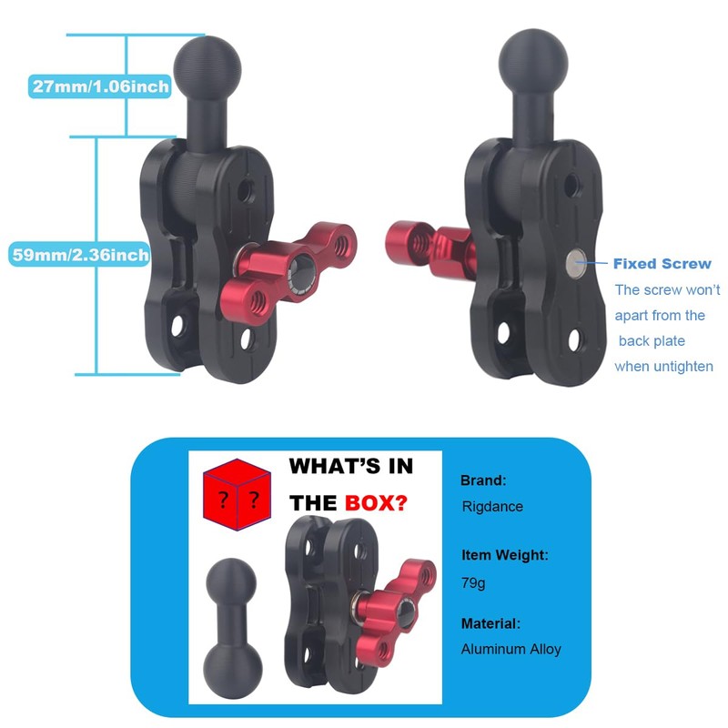 Rigdance Aluminum 20mm Double Socket Arm 2.36" with 17mm Ball