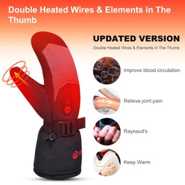 SAVIOR HEAT Heated Mittens Battery Ski Gloves, Electric Rechargeable Mitts for Skiing Camping Hiking Arthritis Hands Men Women