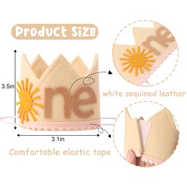 HUHJRUAR Boho Sun 1st Birthday Crown Hat - One Year Around The Sun Boho Sunshine First Party Decoration (SUN NE HAT)