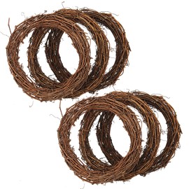 JIAYUET 6 PCS 20cm Natural Rattan Wreaths, 8 Inch Vine Branch Grapevine Wreath, DIY Crafts Hanging Rattan Wreaths for Door Window Decorations, Wedding Party
