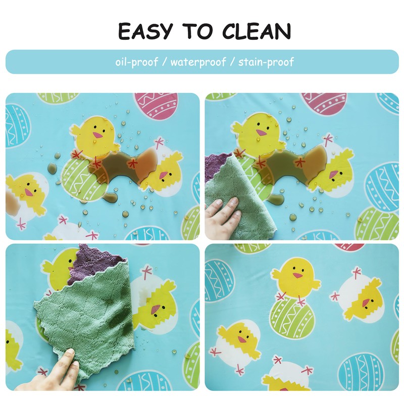 CAKKA Easter Tablecloth Plastic 54x108 Inch, 2Pack Disposable Easter Egg