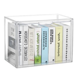 LXLXXL Cube Storage Organizer Acrylic Book Case Display Case Box Stackable Book Storage Containers With Magnetic Door Clear Plastic Portable Book Organizer For Living Room Bedroom 1 Pack
