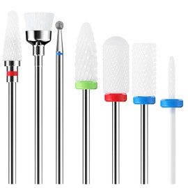 Traxenta 7 Pieces Nail Cutter Attachments, Cutter for Gel Nails, Nail Milling Bits, Cuticle Nail Drill Ceramic for Manicure, Pedicure, Polishing Nail Surface, 3/32 Inch Nail Bits Kit