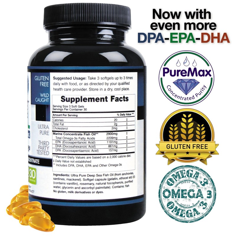 ecostream Naturals Wild Caught Omega 3 Fish Oil DPA-EPA-DHA Supplement