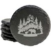 Bear Hug Adventure: Slate Coasters Set, Laser-Etched Male Bear, Mountain