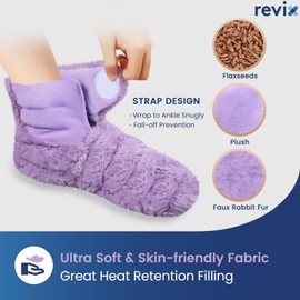 REVIX Microwavable Booties and Hot Feet Warmers for Women & Men, Heated Foot Warmer with Flaxseed Moist Heat Therapy for Cold Feet, Purple, L
