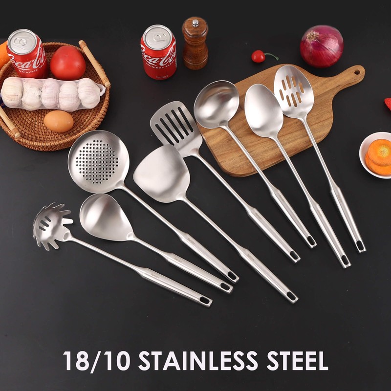 18/10 Stainless Steel Kitchen Utensils Set - 15” All Metal