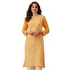 Ada Handcrafted Chikankari Faux Georgette Kurti Kurta A95504, Yellow, XXX-Large