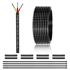 22 Gauge 3 Conductor Electrical Wire 25FT, UL 2464 22 AWG 3 Wire Cable Tinned Copper PVC Stranded 22/3 Core Wire for LED Lighting, Outdoor Low Voltage Extension Cable, Automotive etc.