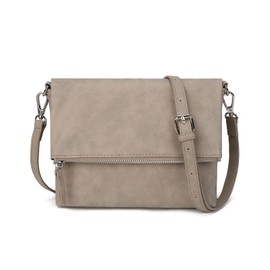 Gladdon Women's Shoulder Bag, Shoulder Bag with Zip, Crossbody Bag, Leather Handbag, Small, Daypack, taupe, structured shoulder bag
