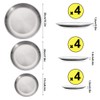 12 Pack Stainless Steel Plates, Reusable Brushed Metal Dinner Plates,