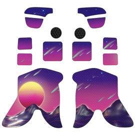 playvital Non-Slip Grip Mat for Steam Deck LCD, Trackpads Mat Grip Pad Back Buttons Pads Skin Sticker Set for Steam Deck OLED with Thumbstick Cap Honeycomb Structure of Cyber Moon