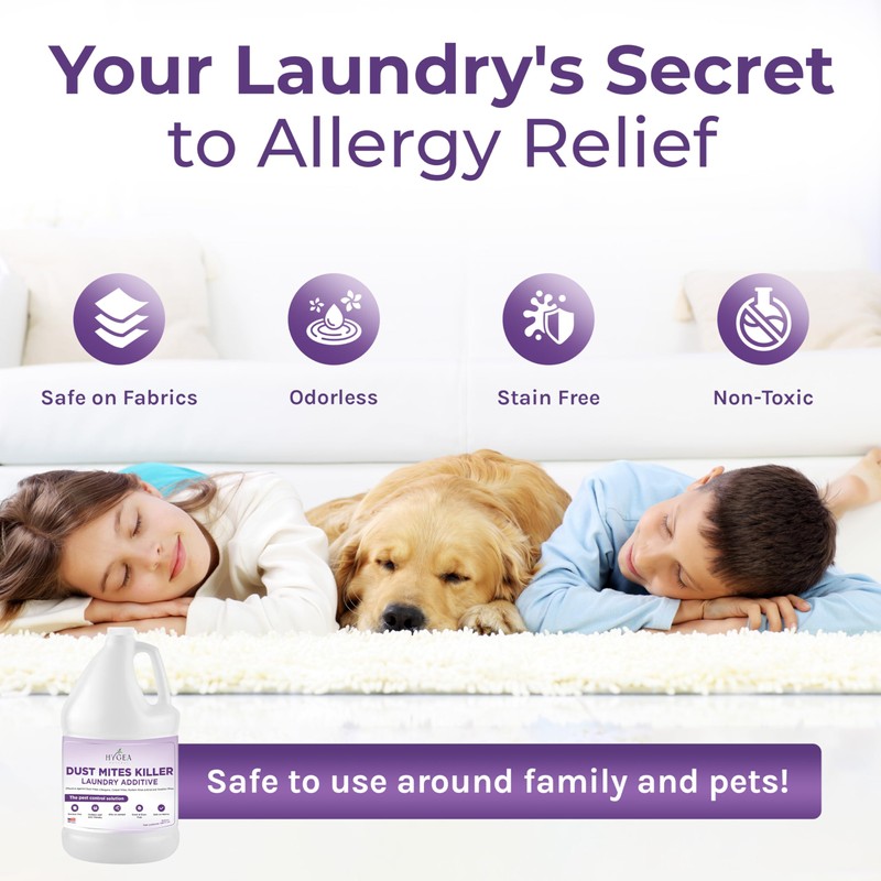 Hygea Natural Dust Mite Laundry Additive - Eliminates Dust, Carpet,