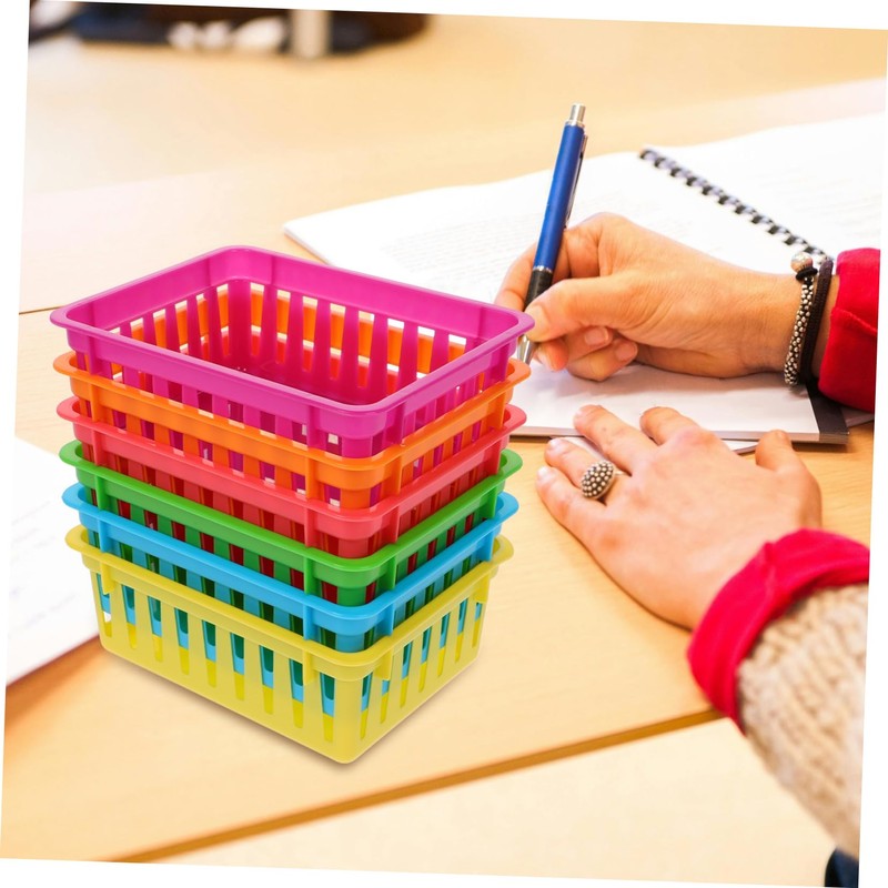 NUOBESTY 6pcs Plastic Desktop Storage Stationery Organizers Colorful Baskets for
