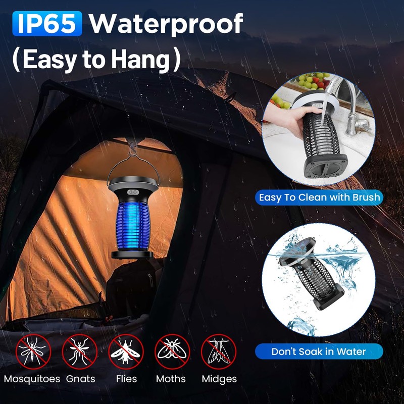 ZECHUAN Solar Bug Zapper Outdoor Waterproof, Portable Pest Control Electric