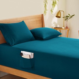Horbaunal Extra Deep Pocket Full Fitted Sheet Only - Fits Up to 24 Inch Mattress - Luxury 1800 Thread Count - Microfiber Teal Fitted Bed Sheet Full Size