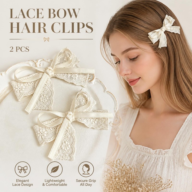Hair Accessories Set - Pearl Hair Tie - Bow Clips