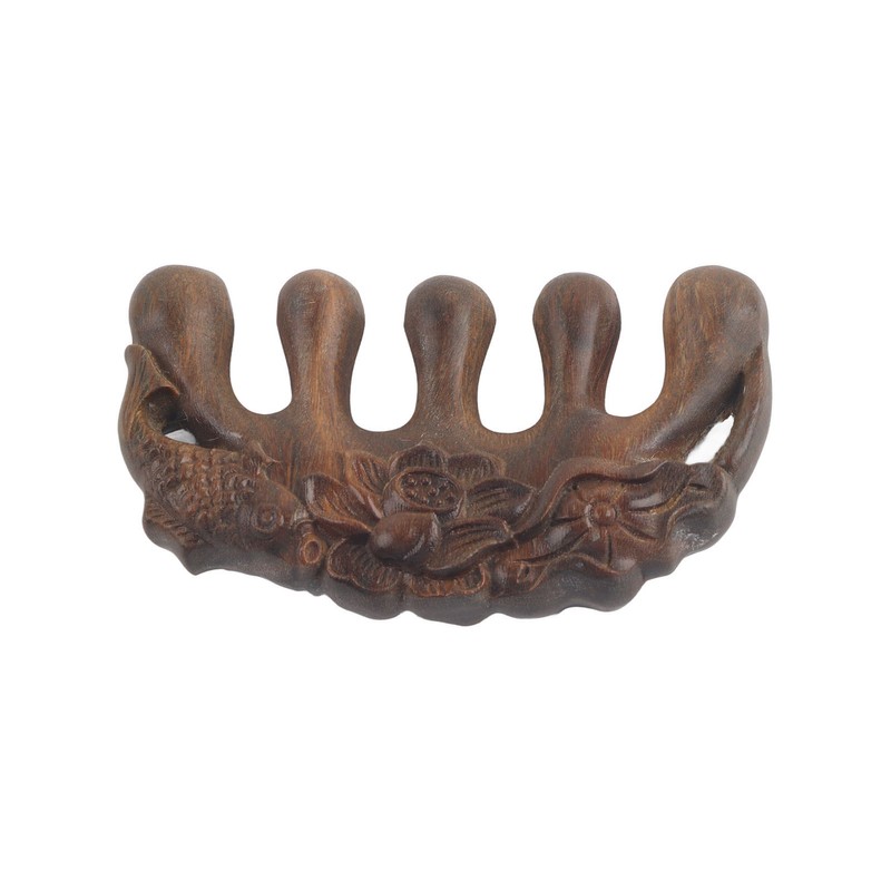 Meridian Wide Tooth Massage Comb Green Sandalwood Head Scalp Massage