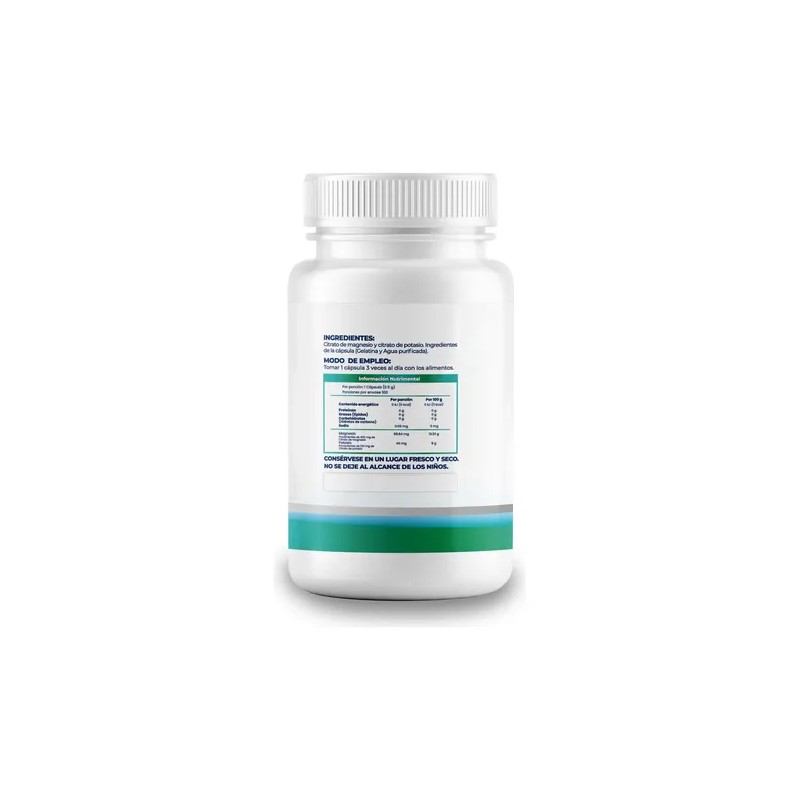 Citrato De Magnesio + Potasio 500mg - 100 Cápsulas Sabor
