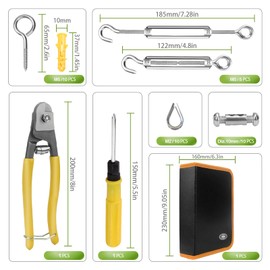 1/16" Metal Curtain Wire Hanging System, 100ft 7×7 Strands 304 Stainless Steel Vinyl Coated Tension Cable, Turnbuckles for Guy Wire Kit, Clothesline, Plant Climbing Long Rope, Outdoor String Lights