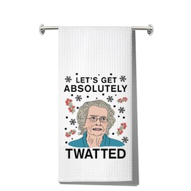 MYSOMY Doris Kitchen Towel Gavin Stacey Inspired Gifts Let's Get Absolutely Twatted Doris Dish Towel (TWATTED UK)