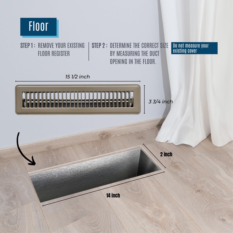 Fits 2x14 and 14x2 Duct Opening | Floor Register with