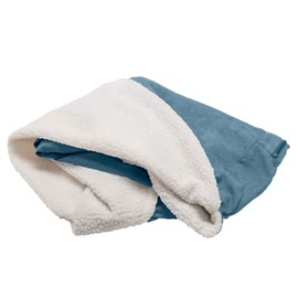 Furhaven Replacement Pet Bed Cover - Sherpa and Suede Snuggery Blanket Burrow Nest Washable Dog Bed Cover, Blue, 26-Inch