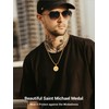 Saint Michael Archangel Necklace Men 18K Gold Plated Pendant Christian
