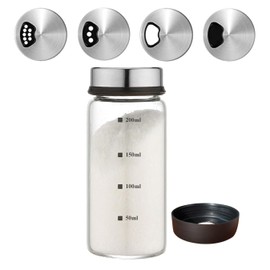 Verdental Verdental 7 oz Salt Pepper Shakers with Adjustable Outlet Holes Clear Glass Shaker Bottles Spice Seasoning Cans for Kitchen Decor and Home Restaurant BBQ Camping Farmhouse Kitchen Accessories (200ml)