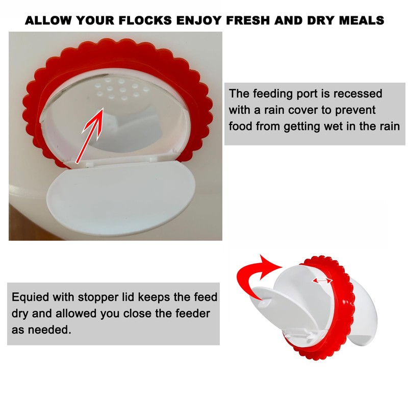 ZLMDK Rainproof Chicken Feeder and Chicken Waterer Set (13 Gallon/60