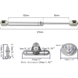 30N/7 lb Gas Strut Cabinet Hinge Safety Lift Support, Gas Shock and Soft Opening and Cushioning Telescopic Cabinet Door Rubber Head Gas Spring Support 10" Length, 4 Set, Siver