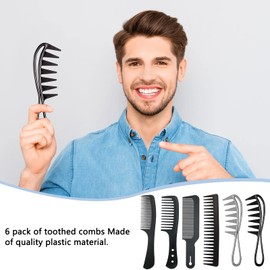 AUXHCYL Set of 6 Wide Tooth Combs, Curl Comb, Hair Comb Set, Comb, Shatterproof, Professional HairComb, Strong, Durable, Antistatic for Men and Women