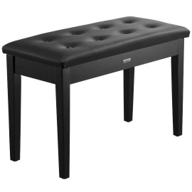 Duet Wooden Vanity Bookcase Stool Padded Piano Keyboard Bench with Storage for Musical Instrument AccessoriesDefault: Default