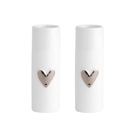 Räder Mini vases heart set of 2 silver city white h 9 cm d 3 5 cm