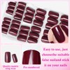 240pc Burgundy Press on Nails Short Square Fake Nails with