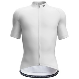 Wulibike Men's Cycling Jerseys Short Sleeve Bike Biking Shirts Full Zip with Pockets Road Bicycle Clothing White