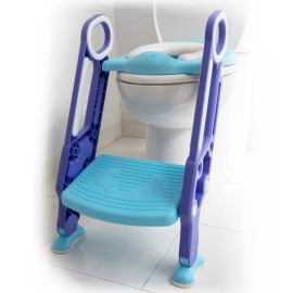 Papu Baby Asiento Entrenador Papubaby Para Inodoro Con Escalera Color Azul y Morado