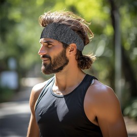 Sports Headband for Men and Women - Elastic Sports Headband - Comfy Headband Non-Slip Sweatband Forehead for Fitness Running Jogging Workout Yoga Cycling Hiking Basketball and Tennis