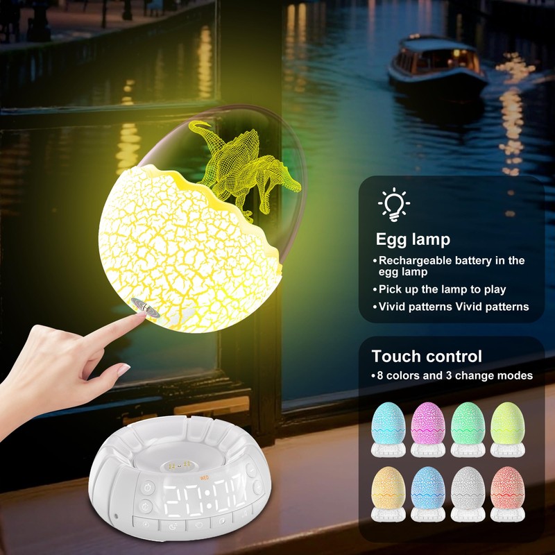 Alarm Clock with Sunrise Simulation Wake Up Egg Light, Portable