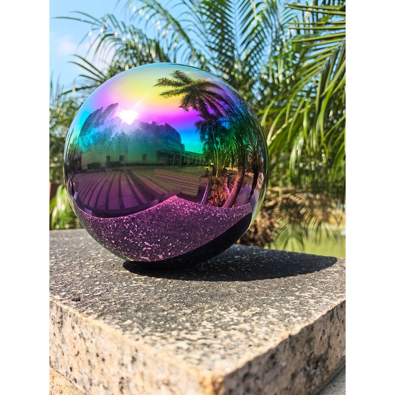 Gazing Ball for Garden Decor - 8-Inch Hollow Metal Sphere