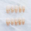[GLORS] Luxury Pearl Press-on Nails, Long Ballerina Shape, Gold Accented