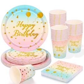 Juego de Vajilla Reutilizable para Fiestas 250PCS, Incluye Vasos, Servilletas y Platos, Juego de Cubiertos de Papel Elegantes para Fiestas Decoración 