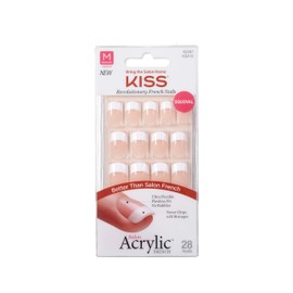 Kiss Salon Acrylic French Nails 28pc Rumour Mill KSA12, white French Medium