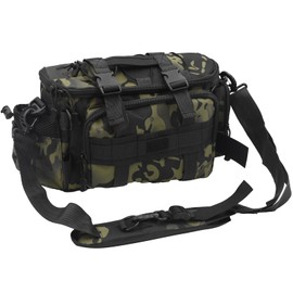 Auptiz Fishing Bag, Fishing Tackle Bag, Oxford Fabric Shoulder Bag, Fishing Fishing Bag, Outdoor Carp Bag, Waist Bag, Fishing Gear with Shoulder Strap, Waist Belt and Carry Handles
