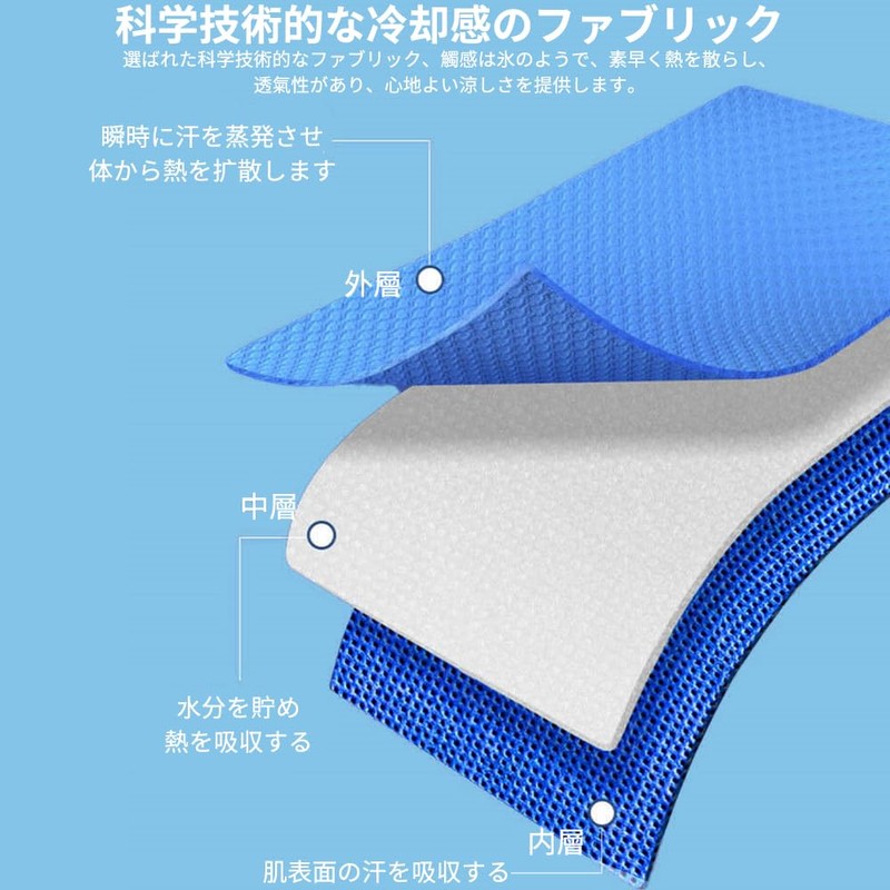 【BARDATS】冷感タオル 速乾タオル スポーツタオル 大判100×30cm クールプリント ランニング・フィットネス用スウェットバンダナ 軽量 暑さ対策 携帯便利 アイスタオル