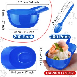 Tanlade Baseball Helmet Ice Cream Snack Bowl 8 oz Mini Baseball Cap Bowls Kids Helmet Chip Bowl Sundae Helmets Plastic Baseball Helmet Cups for Party with Disposable Taster Spoons(Blue)
