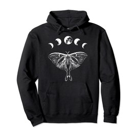 Moon Phases Luna Moth Pullover Hoodie