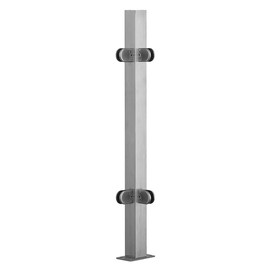 ITeVe.GD Glass Stair Railing Post System 33.46 inchs Stainless Steel 304 Stair Handrail Balusters with Glass Clamp & Rubbers,Silver Metal Balustrade Suitable for Stairs,Terraces,Gardens(Corner Post)