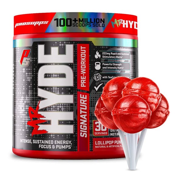 PROSUPPS Mr. Hyde Signature Series Pre-Workout Energy Drink â Intense Sustained Energy, Focus & Pumps with Beta Alanine, Creatine, Nitrosigine & TeaCrine (60 Servings Lollipop Punch)